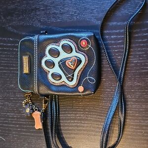 Chala Black and Brown Paw Print Crossbody Bag